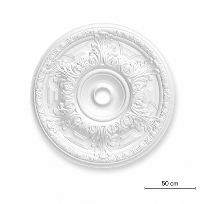 Rozetă Decorativă Tavan Albă Florală 50 cm | RD-02