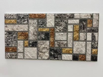 Panou Decorativ Polistiren Mozaic Geometric Urban Grey Mix 100×50×2 cm | CI-7004