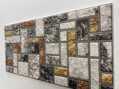 Panou Decorativ Polistiren Mozaic Geometric Urban Grey Mix 100×50×2 cm | CI-7004