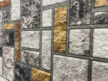 Panou Decorativ Polistiren Mozaic Geometric Urban Grey Mix 100×50×2 cm | CI-7004