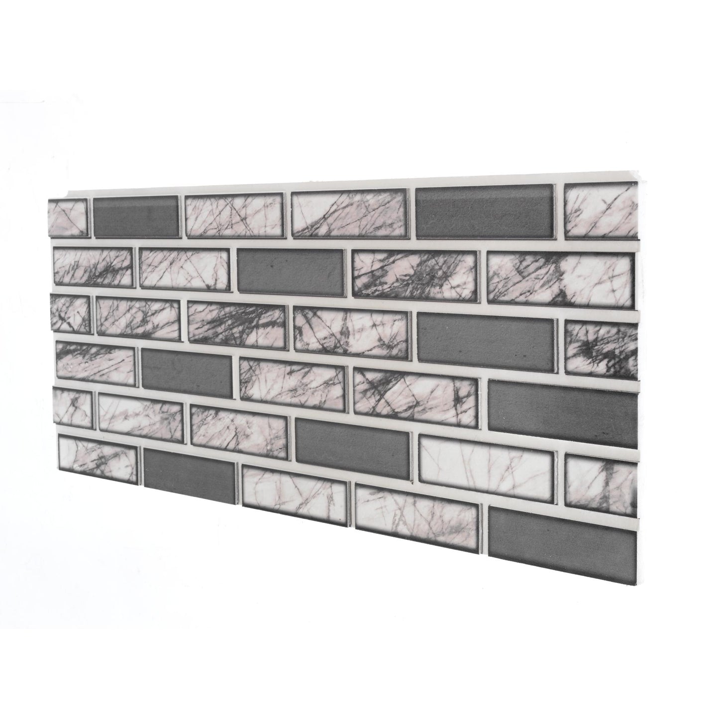 Panou Decorativ Polistiren Marmură Contrast Modern Alb-Antracit 100×50×2 cm | CI-2028